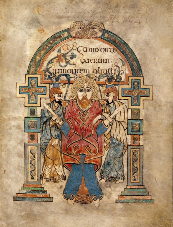 Prendimiento de Cristo en el Evangelio de San Mateo, folio 114r. Libro de Kells c. 800
